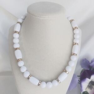 Vintage Napier Necklace White Gold Beads 18 inches EUC